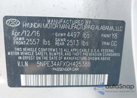 2016 Hyundai Sonata Sport from USA, damaged, VIN 5NPE34AFXGH425388